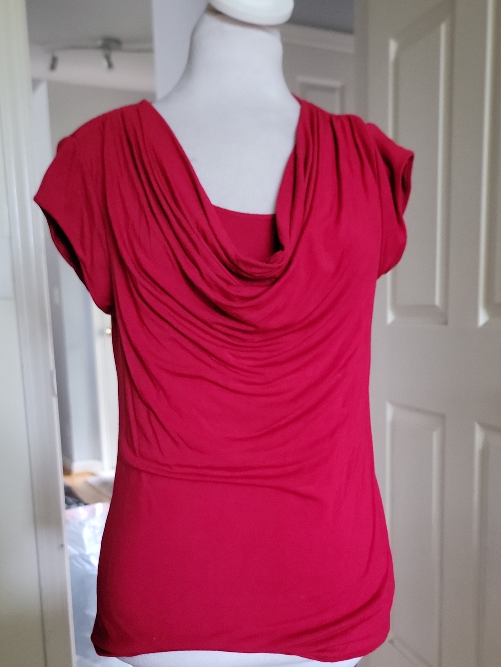 Grace Draped Cowl Neck Camisole in Bright Red